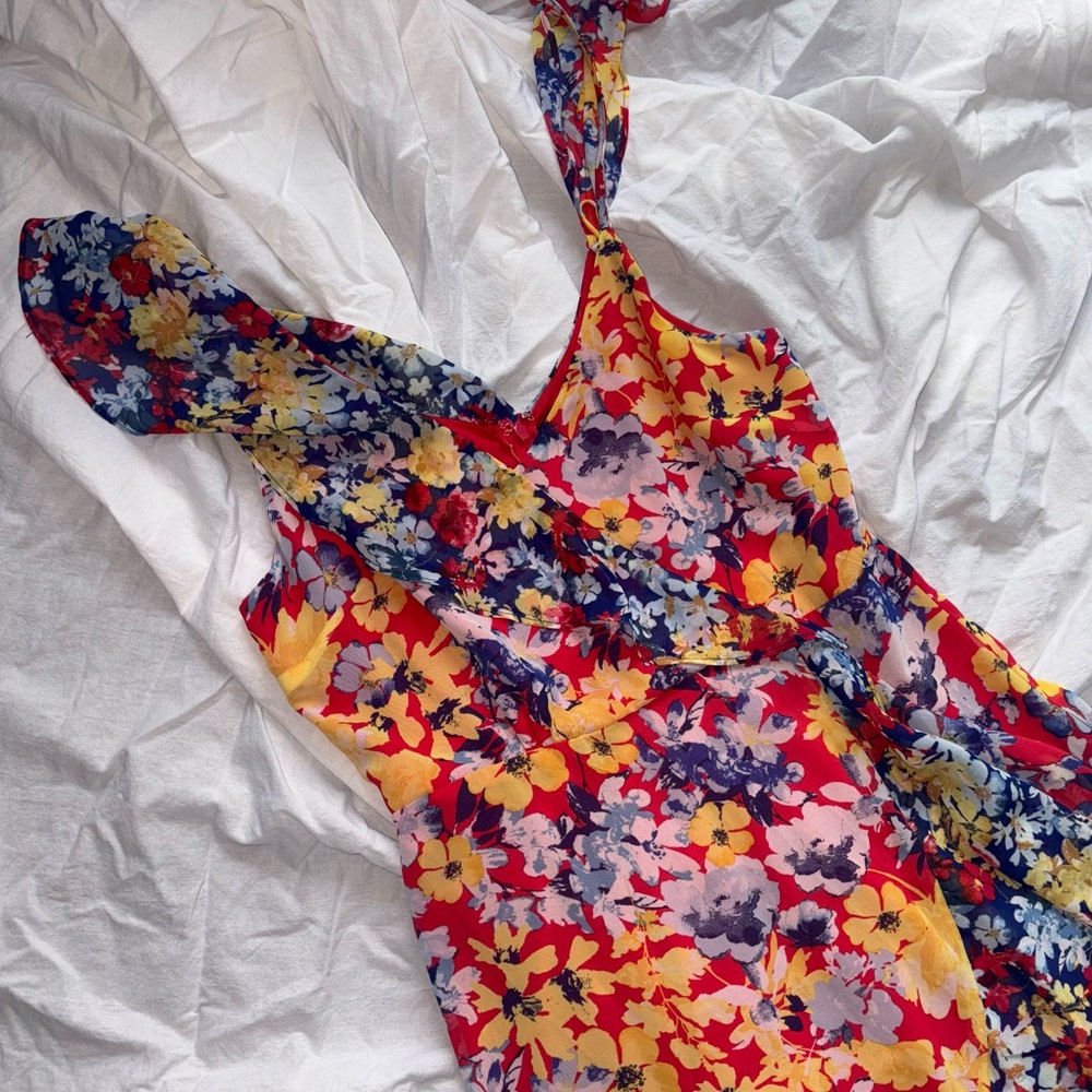 Lulu's Multicolor Floral Cold-Shoulder Maxi Dress - Picture 5 of 8